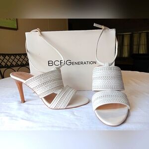 BCBGeneration Cream Karli Strappy Sandal Heel Shoes